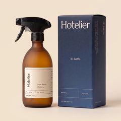 Hotelier Room Spray in St. Barths with navy box